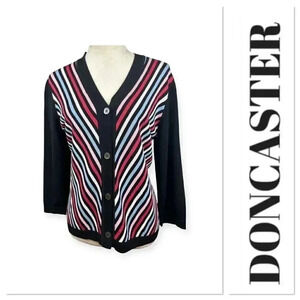 Doncaster colorful striped cardigan sweater size large